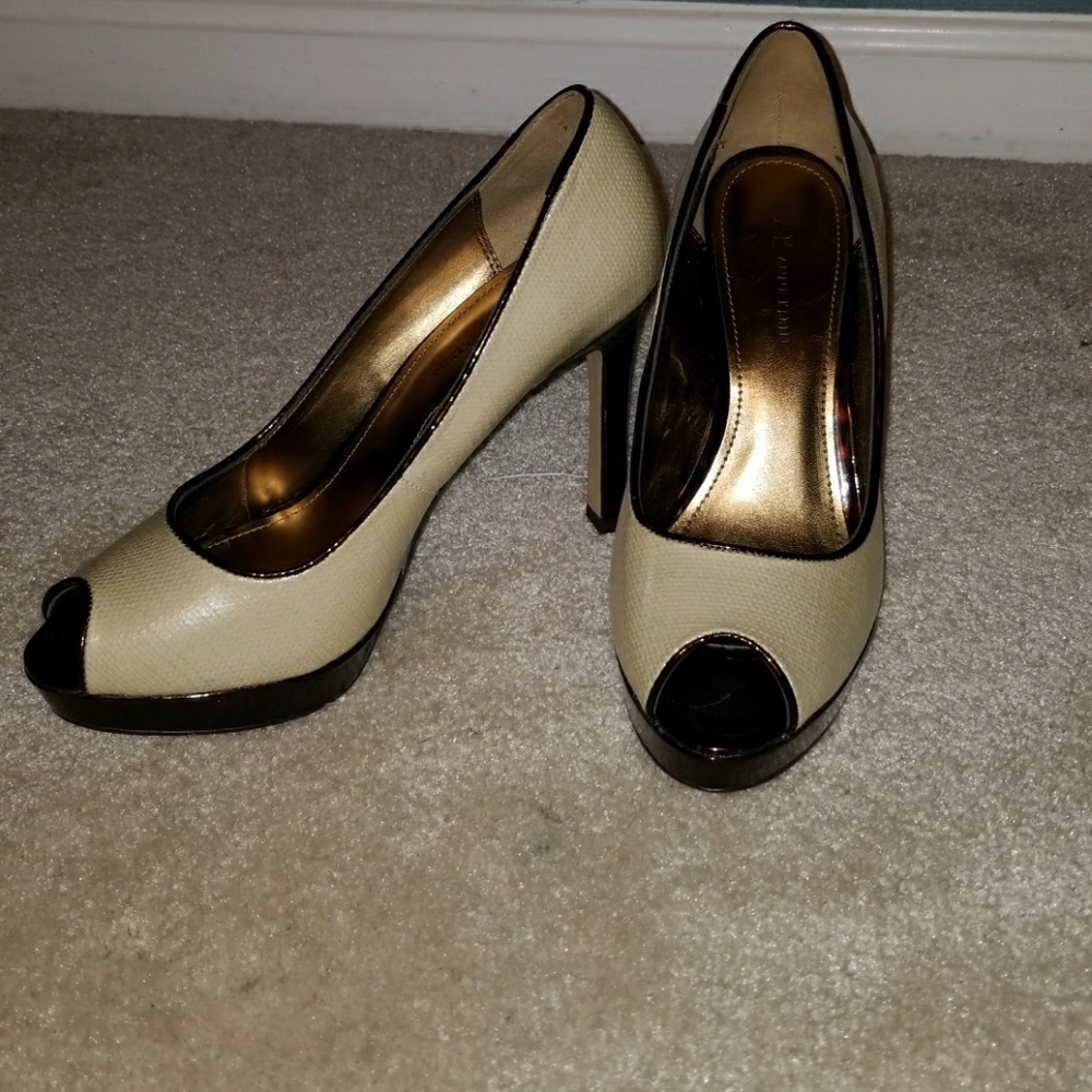 Black and Cream Colored Pumps
